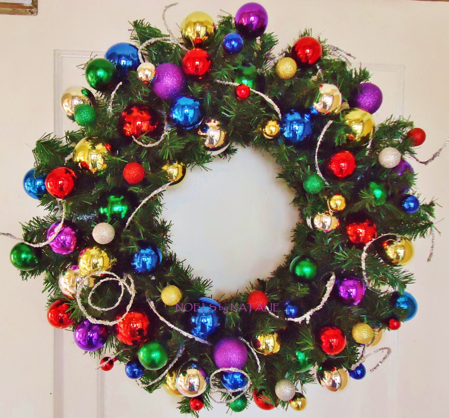 24" Multi-colored with purple Christmas Wreath