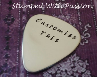 Personalized Guitar Pick, Customize it anyway you want, Hand Stamped, Music, Men, Gift for Him, Birthday