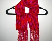 SALE - Sangria Print Crochet Scarf with Fringe