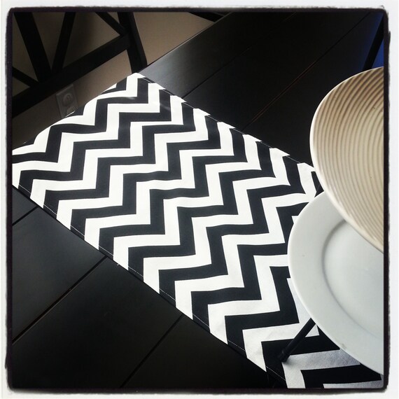 Table Runner Black Chevron ZigZag Premier Prints Weddings