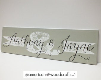 Wedding Sign Ampersand & Sign Name Sign Personalized Family Name Sign 7"x24" established