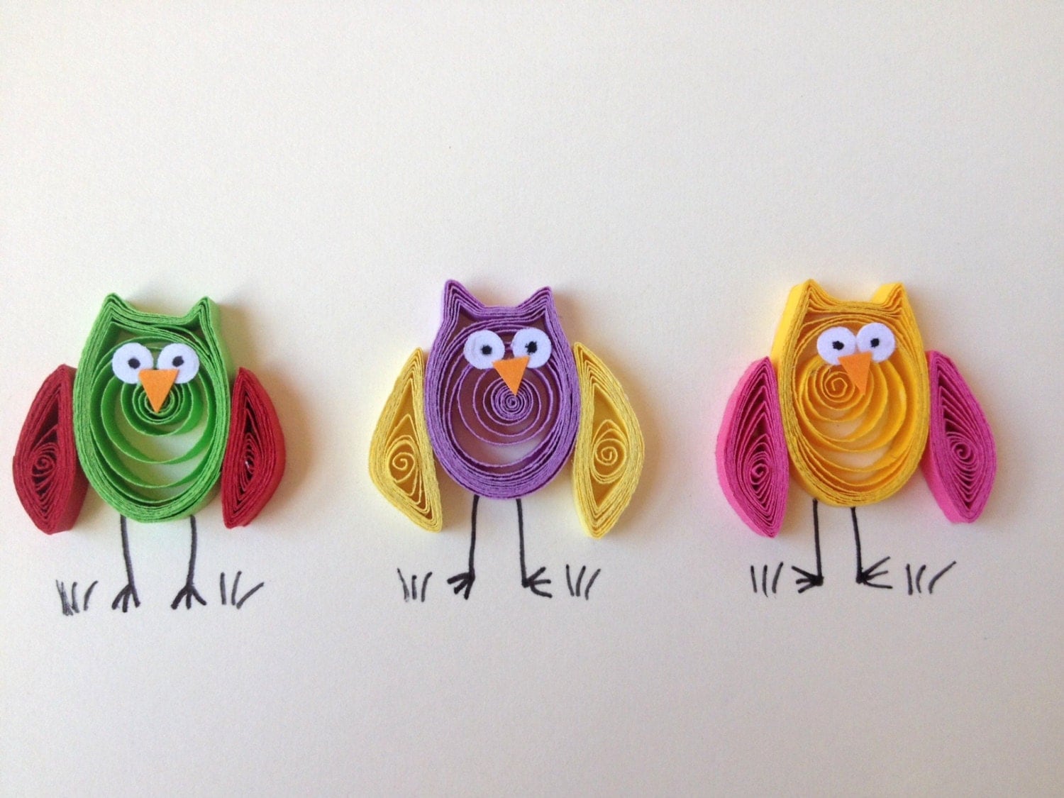 Owls Greeting Card quilled owl card ©ElPetitTaller