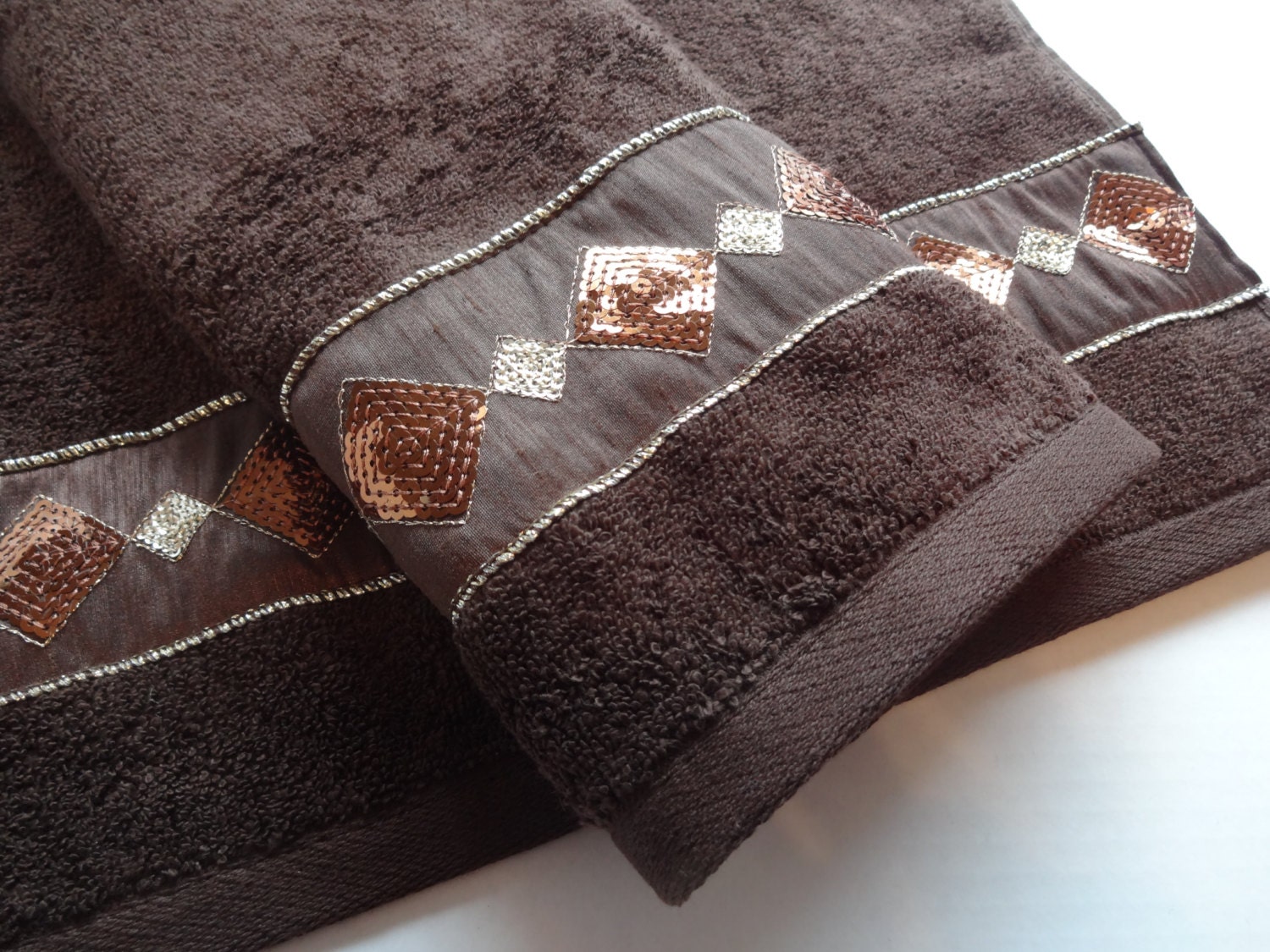 Brown and Gold Bath Towels Bathroom bath towels hand by AugustAve