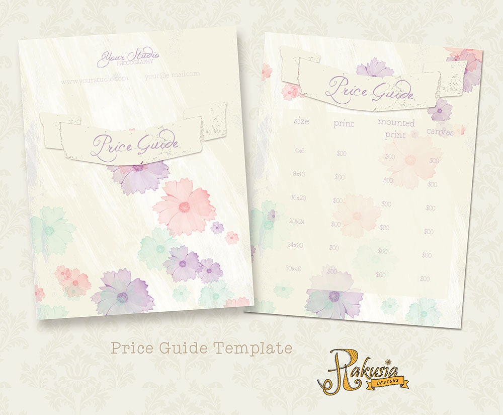 Photographer Price List Print Package Pricing Price Guide