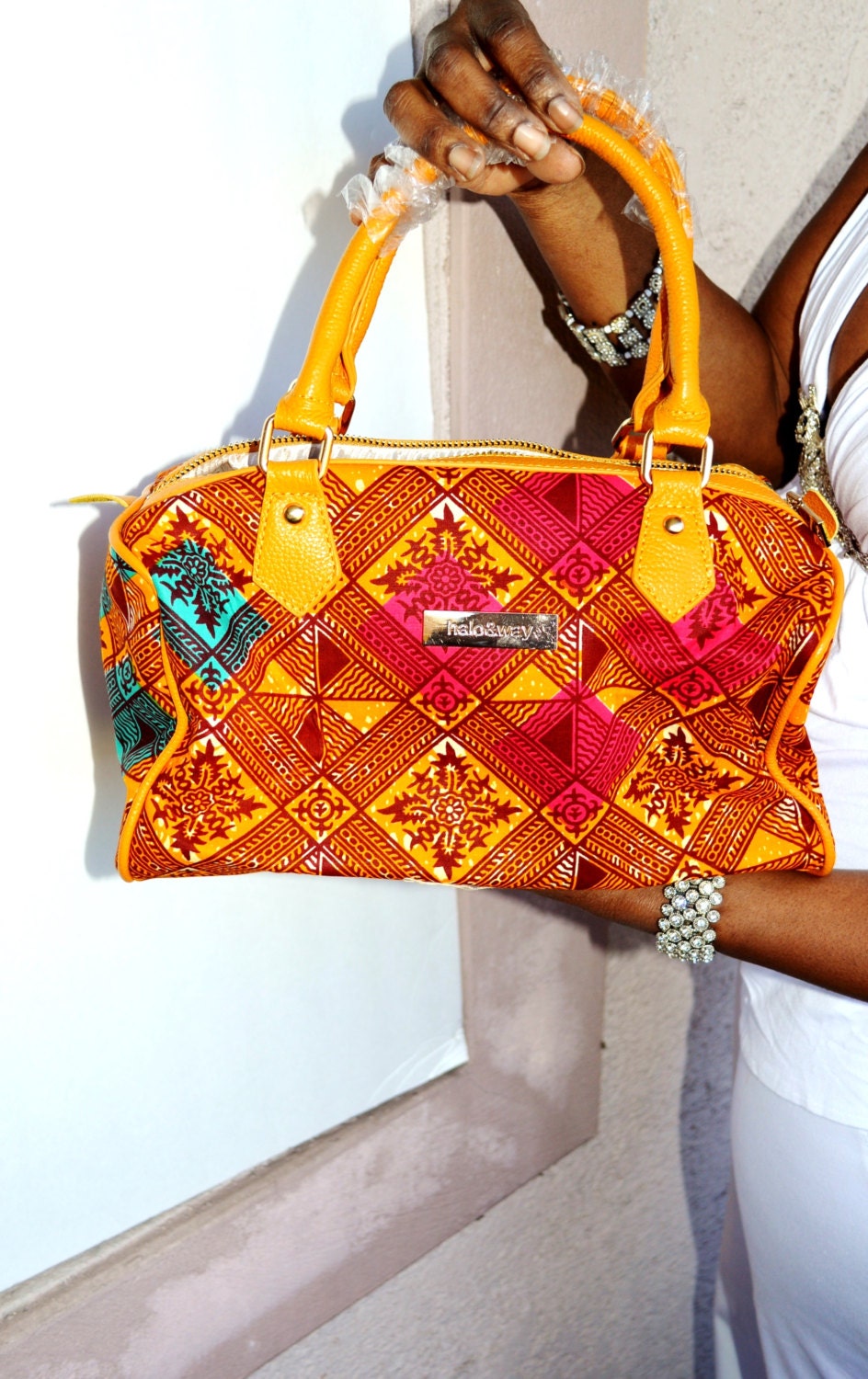 African Bag Large Ankara Tote Bag With Leather Straps
