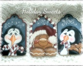 Gingerbread and Penguins Holiday Sweets Christmas ornaments pattern packet instant download