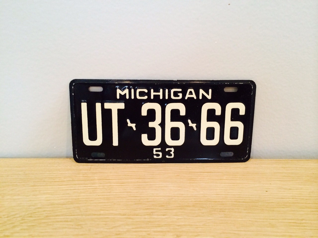 Vintage Souvenir Mini License Plate 1953 Michigan