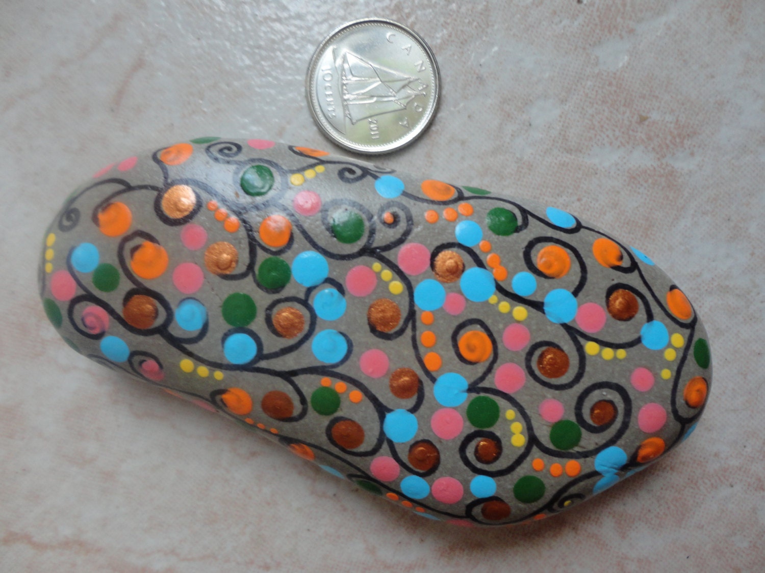 PAINTED BEACH STONE / Pebble Art / Dot Painted by NatureParadise