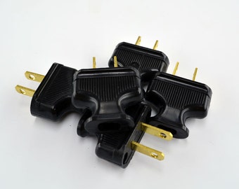 5-Pack - Black Electrical Plugs - Vintage Style - 2-Prong - Antique Replica