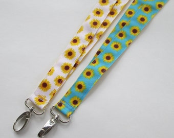 Sunflower Lanyard Keychains for Women, Cool Lanyards for Keys, Id Badge Holder Necklace Lanyards, Cute Lanyards for Badges, Floral Lanyard