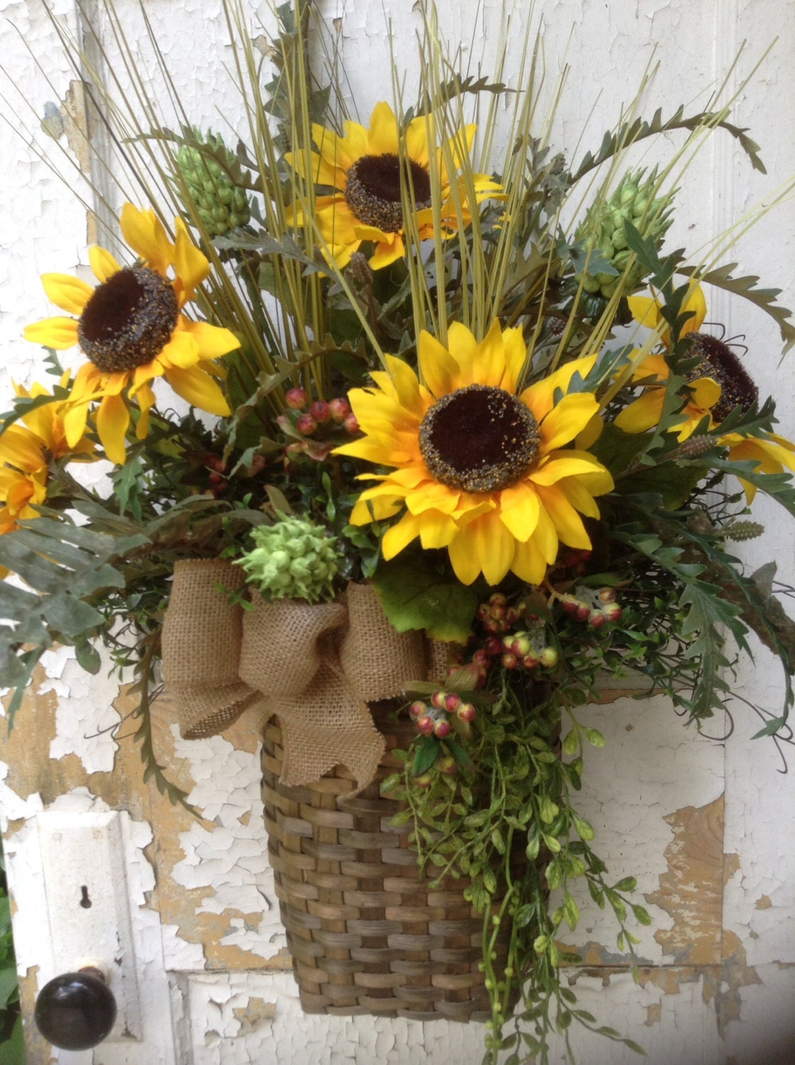 Summer wreath for door sunflower wreath sunflower wall