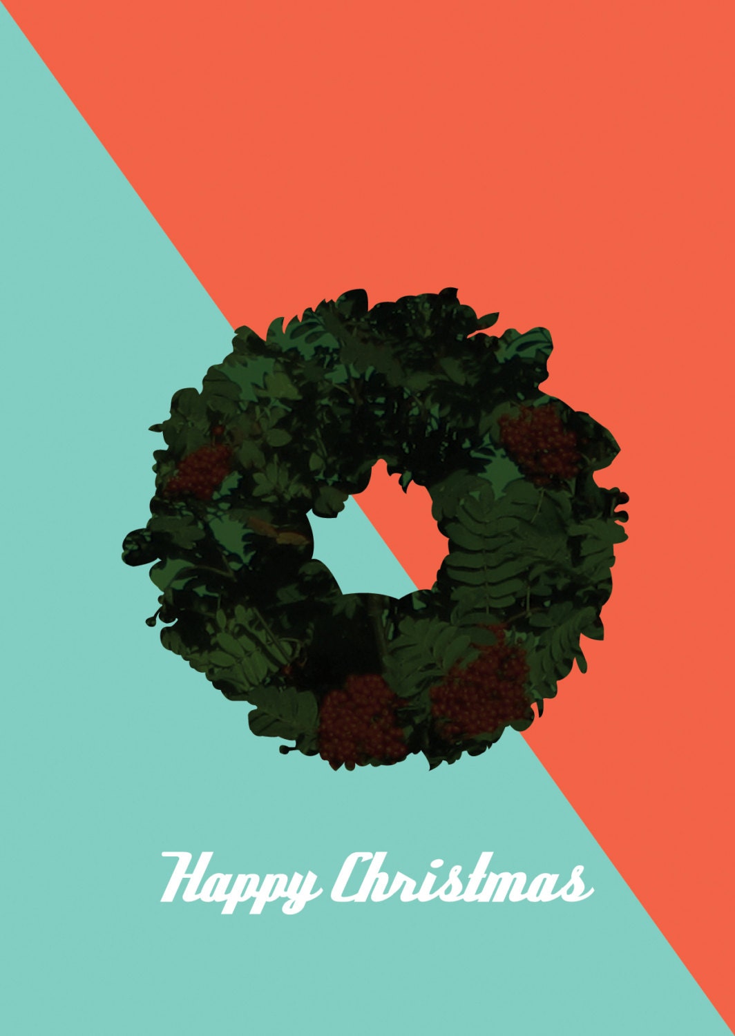 Unique graphic wreath Christmas card