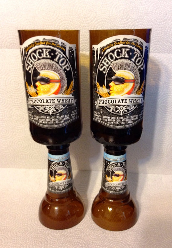 Shock Top Beer Bottle Wine Glasses. by RandomCraftsBySundee