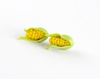 Corncob earrings - miniature vegetables small earrings - funny jewellery