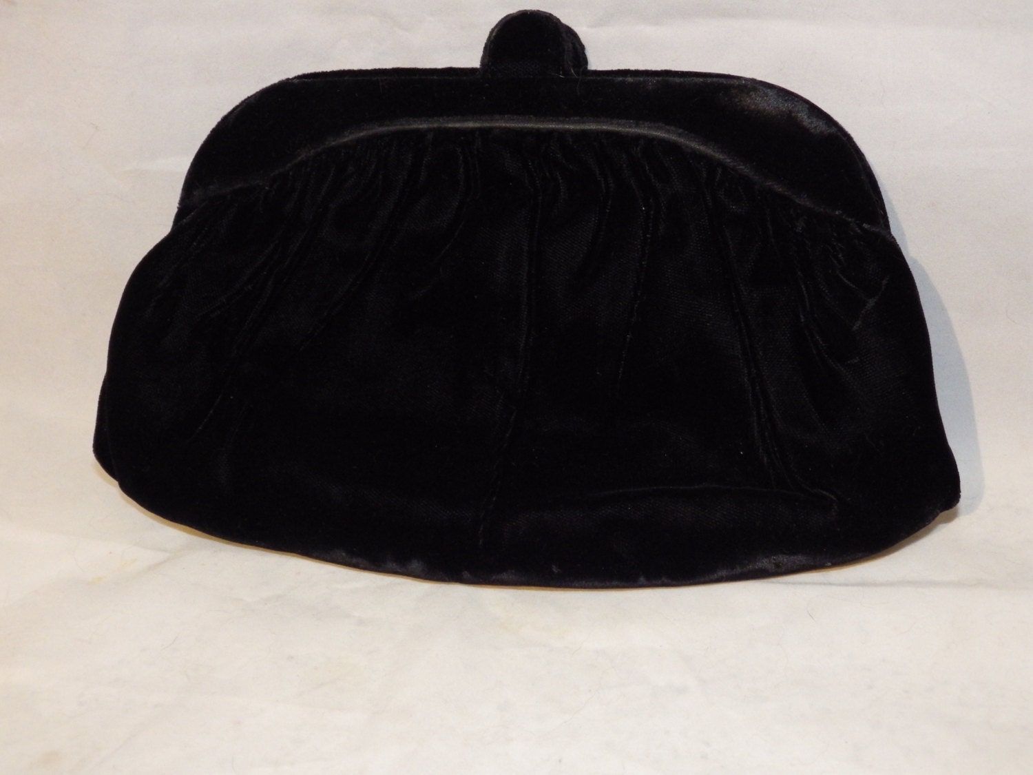 Lovely Vintage Black Velvet Clutch Evening Bag