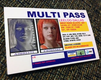 Fifth Element Leeloo Multi Pass Multipass Cosplay Card only Handmade Prop Replica Custom Scifi