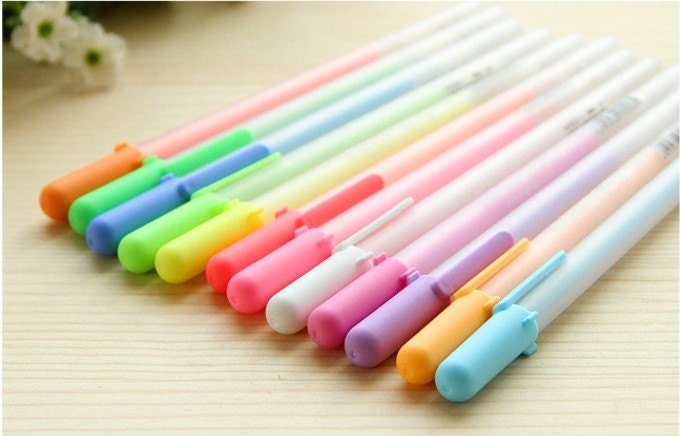 New Set of 11 Colorful Gel Pen candy color Marker pen black