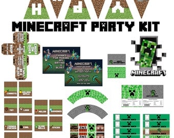 Minecraft Party Kit Minecraft Invitation Creeper Invitation Water ...