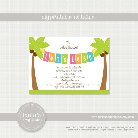Luau Baby Shower Printable Invitation by tania's design studio