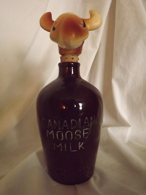 Vintage Decanter Canadian Moose Milk Jug / Jar Redware Whiskey
