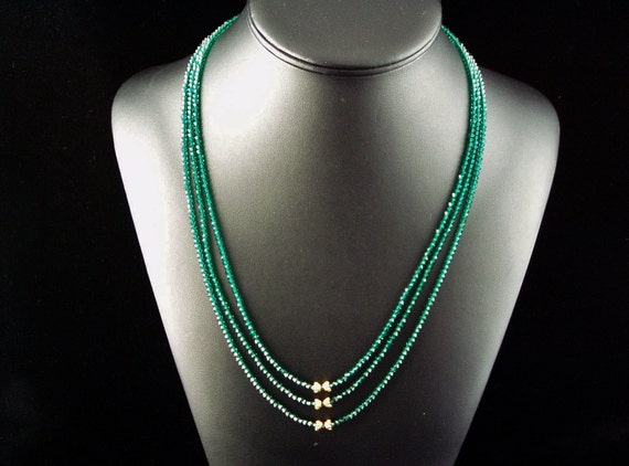 Swarovski emerald crystal necklace with vermeil accents