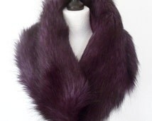 purple/black faux fur snood/cowl/scarf/collar/neckwarmer/infinity loop/wrap