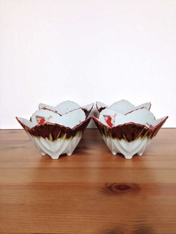 Asian soup bowls ceramic leaf shaped decorative housewares