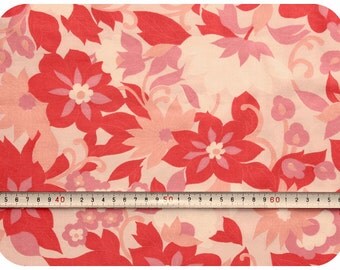 Floral retro vintage fabric - pink, coral and peach