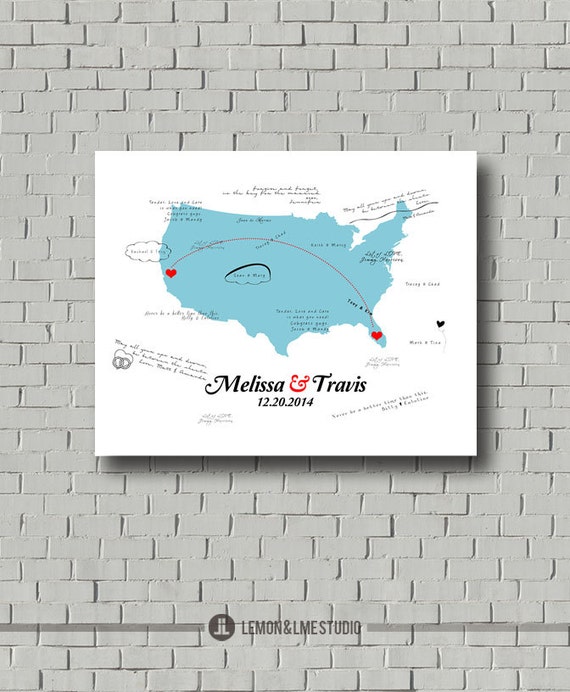 ... USA Map, Alternative Guestbook Map, Wedding Gift, Destination Wedding