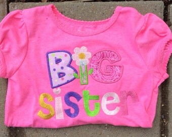 big sister applique shirt