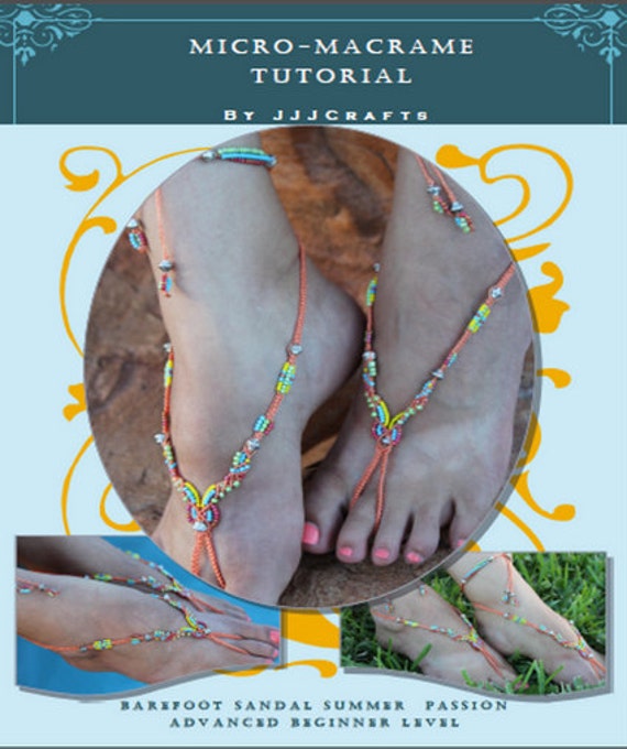 Micro macrame Tutorial - Barefoot Sandal - DIY - macrame pattern