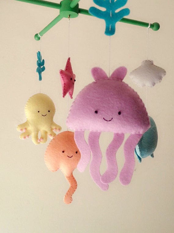 Baby crib mobile sea animal mobile ocean mobile Under by Feltnjoy