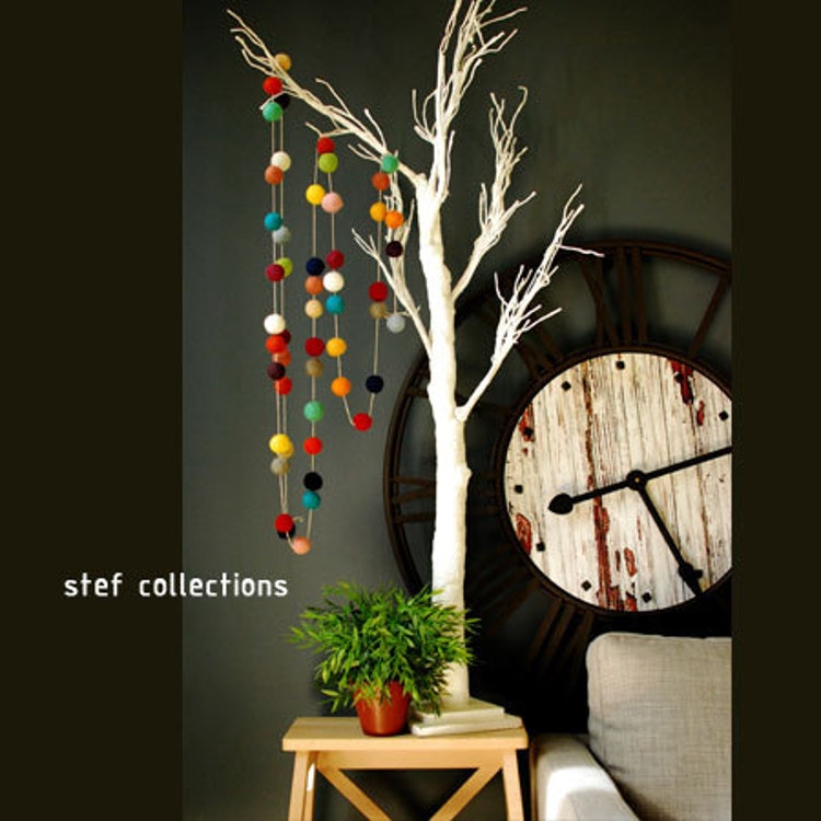 Felt Ball Garland. Party Decor. 100 Felt Balls 5 by CloudDen