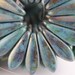 50 Czechmates, 2 hole dagger Bead. Czech glass, 16mm ~ Turquoise-Bronze Picasso