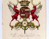 Edmondson Folio Heraldry Engraving George Carteret 1700's Coat Of Arms 18th C