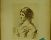 circa 1800 Francesco Bartolozzi Etching with Stipple Engraving Bust of a Woman