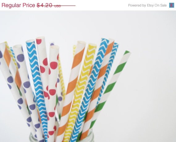 10% off - 25 Rainbow Straws Red, Orange, Yellow, Green, Blue Purple- ships less than 24 hours Il_570xn