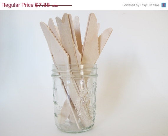 ON SALE Set of 50 Disposable Wooden Knife Knives Il_570xn