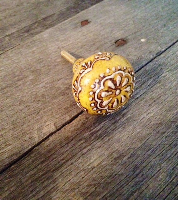 Yellow Knob. Dresser Knobs. Knobs. handles. by ShabbyWorks