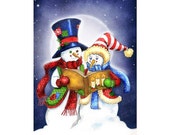 80% OFF Printable Christmas cards DIY instant download - Snowmen carolling AMB-627 Il_170x135