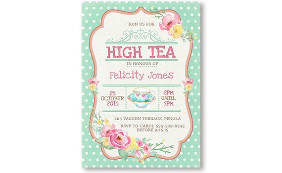 High Tea Invitation Printable for Bridal by WestminsterPaperCo