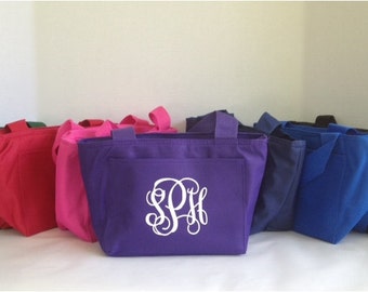 Monogram Lunch Tote - Personalized Lunch Bag - Back to School - Insulated Lunch Box