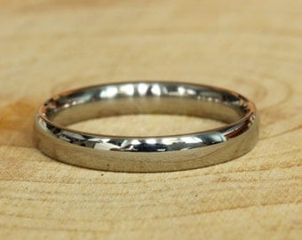 3mm Wide Comfort Fit / Court Shape Titanium Plain band Wedding Ring in either polished or matte finish