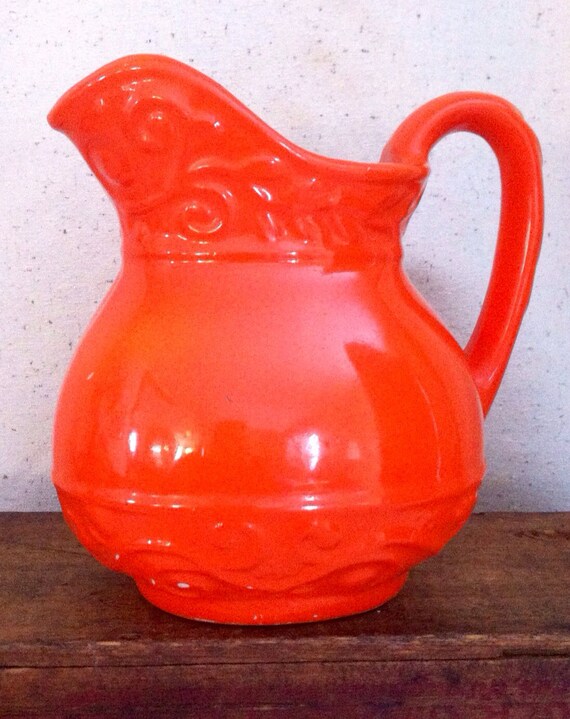 Mid Century Very Orange Decorative Pitcher by ReDigIt on Etsy