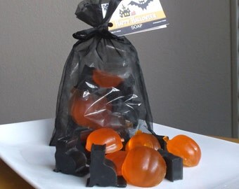 Cat & Pumpkin Halloween Soap - Halloween Gift, Decor, Halloween Guest Soap, Gift for Kids, Non Candy Treats - 12 Pc Set