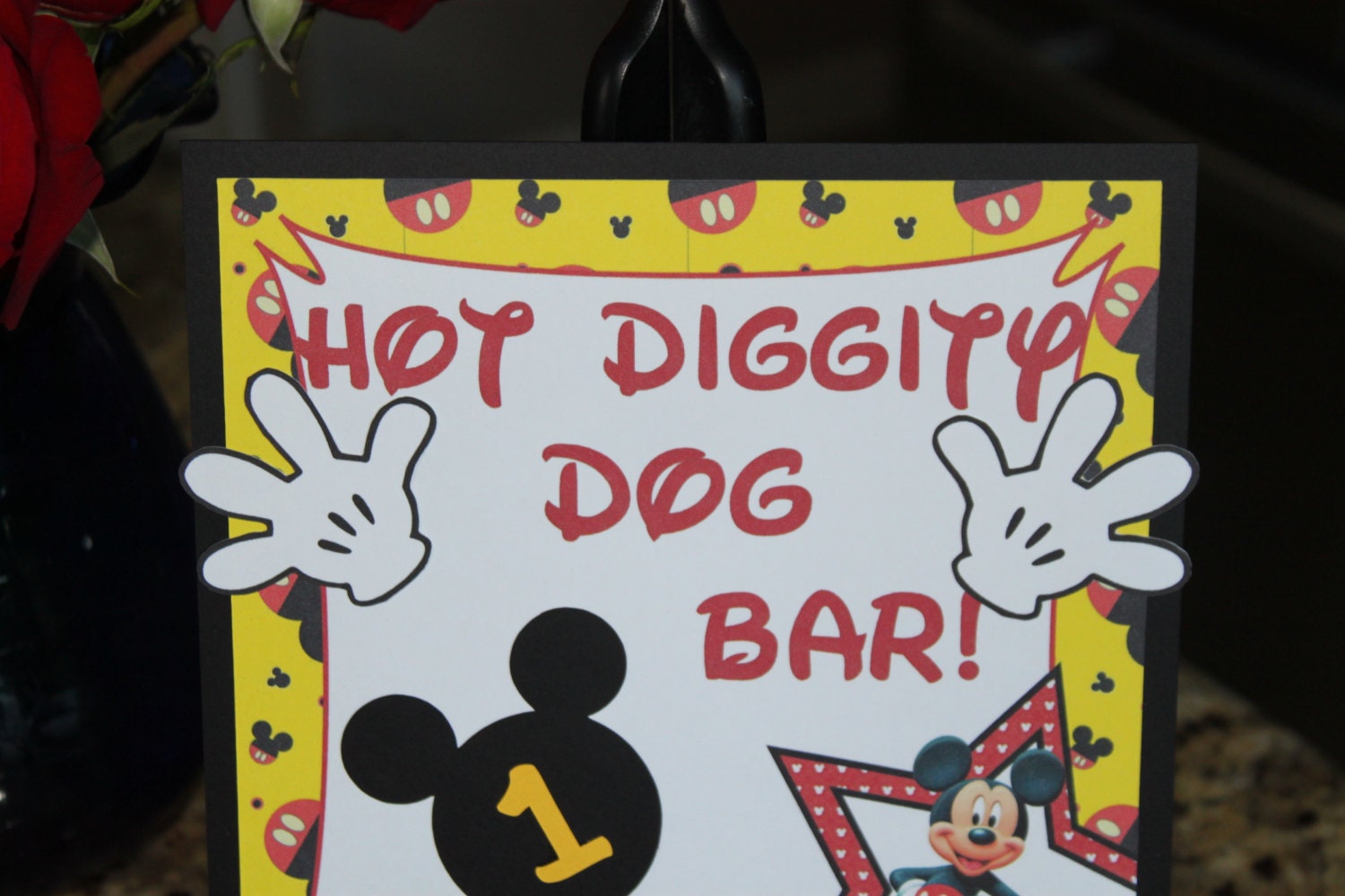 Hot Diggity Dog Bar sign Mickey Mouse Birthday Party