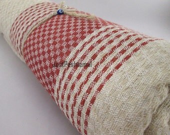 Traditional Handloomed Linen Peshtemal - 100x180cm - Traditional Hammam Peshtemal - Turkish Towel - Gift for birthday - Red color