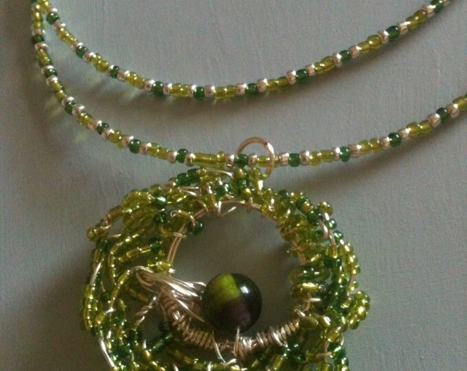 clearance! green glass necklace