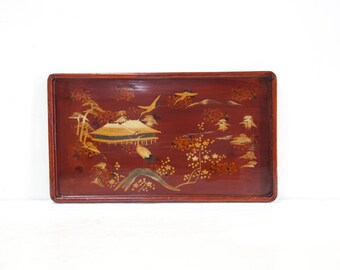 Items similar to Vintage Red Lacquer Serving Tray Made in Japan by M ...