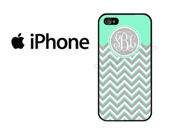 iPhone 6 Case iPhone 4 Case iPhone 5c Case iPhone 5 Case iPhone 5s Case iPhone 4s Case , Mint Chevron Personalized Monogram iPhone Case